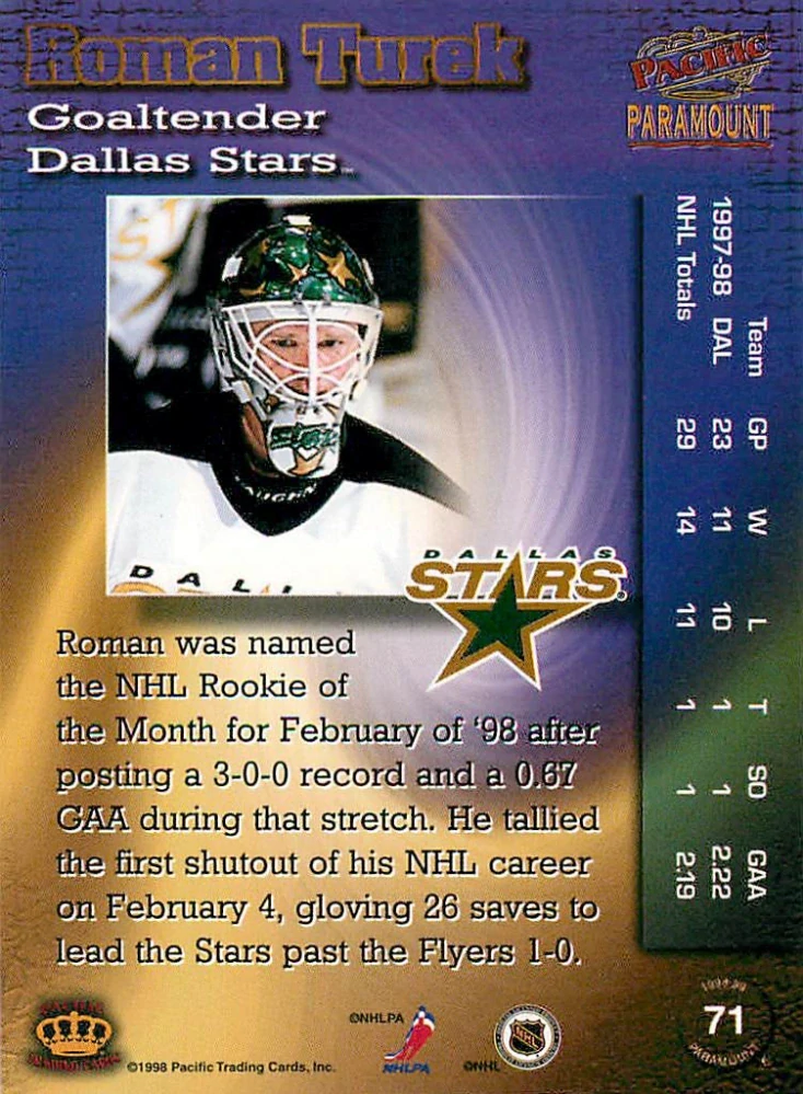 1998-99 Pacific Paramount - Roman Turek #71