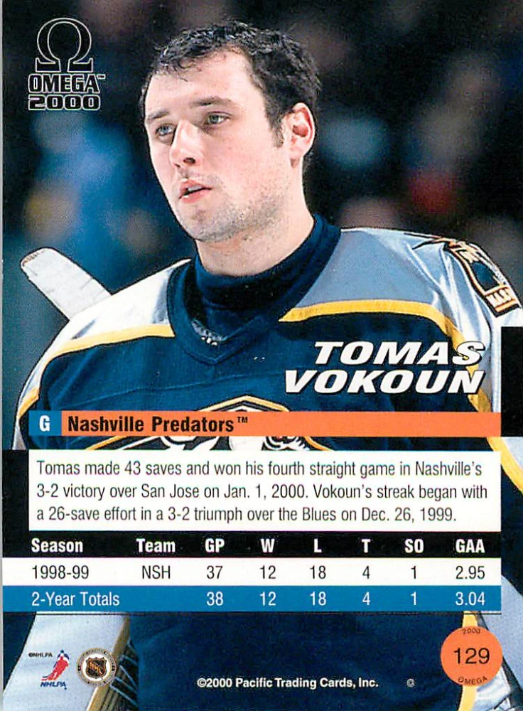 1999-00 Pacific Omega - Tomáš Vokoun #129
