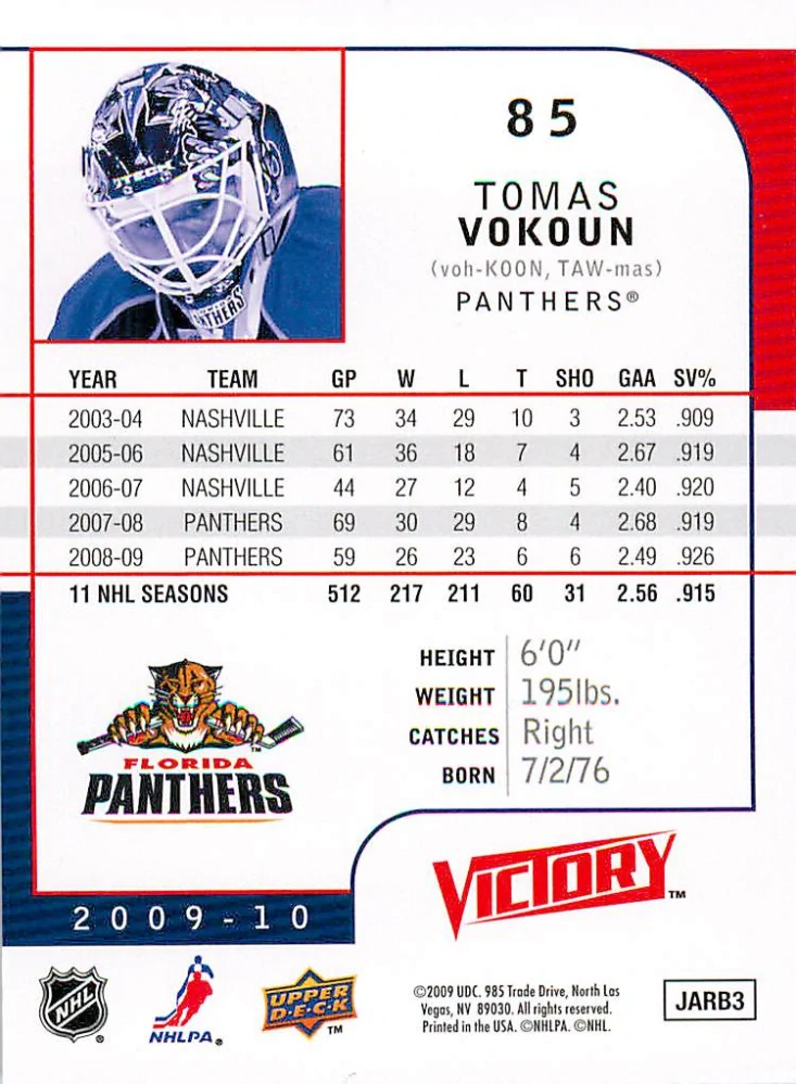 2009-10 UD Victory - Tomáš Vokoun #85