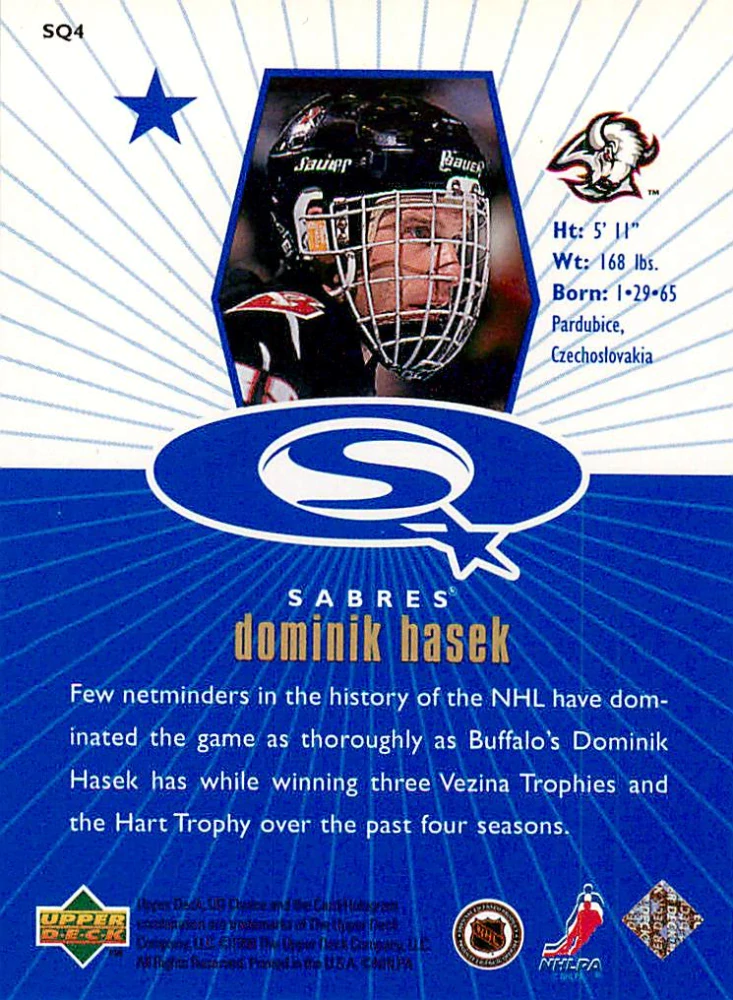 1998-99 UD Choice - Dominik Hašek - Starquest Blue #SQ4
