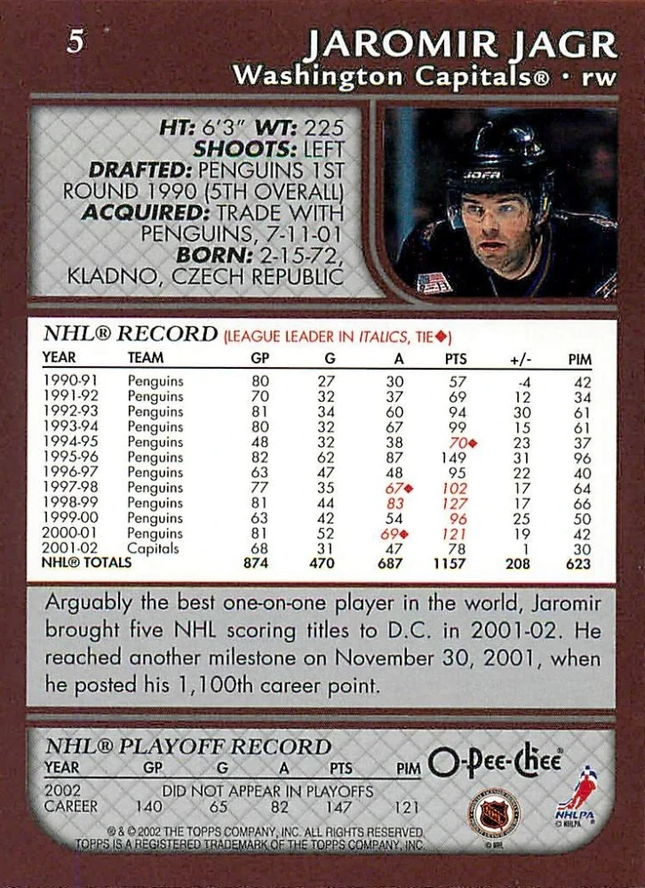 2002-03 O-Pee-Chee - Jaromír Jágr #5