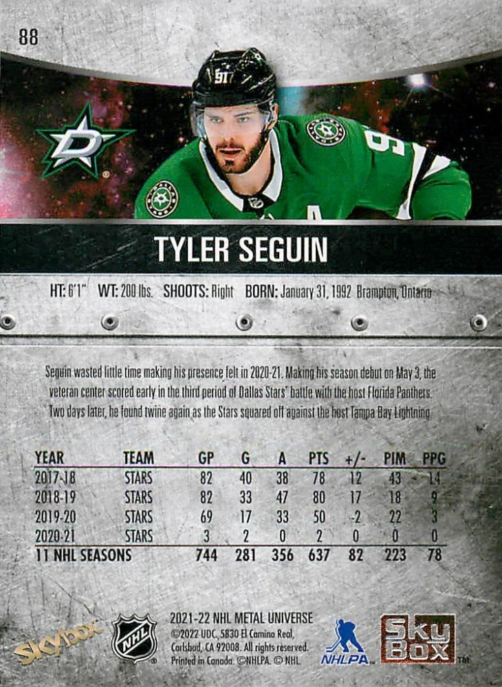 2021-22 UD Skybox Metal Universe - Tyler Seguin #88
