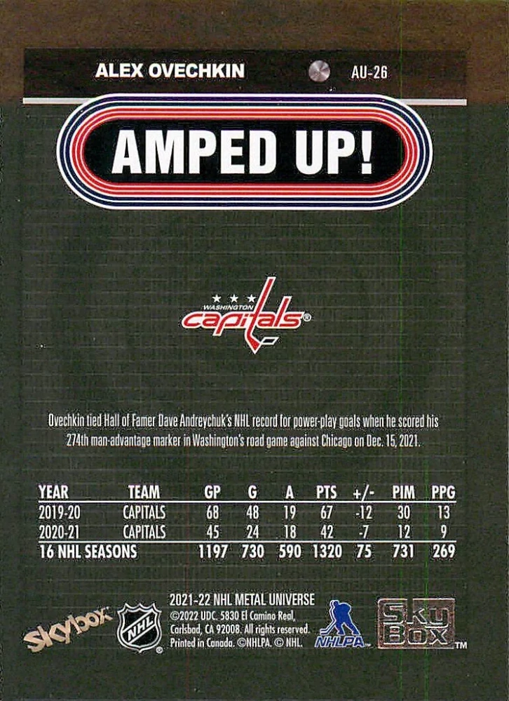 2021-22 UD Skybox Metal Universe - Alex Ovechkin - Amped Up! #AU-26