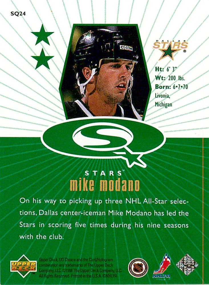1998-99 UD Choice - Mike Modano - Starquest Green #SQ24