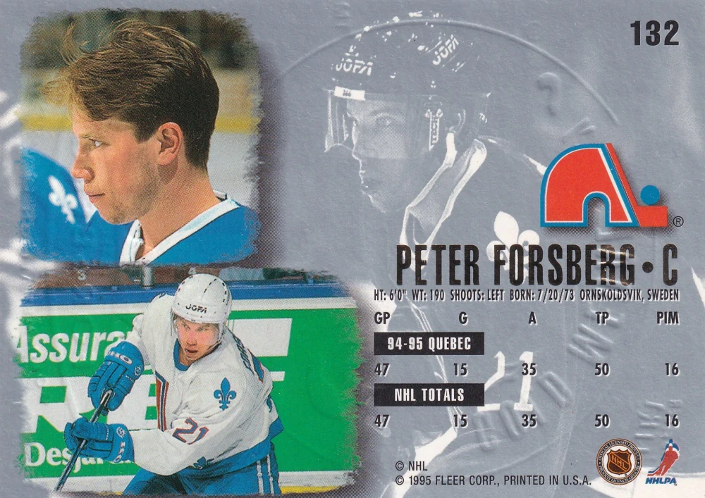 1995-96 Fleer Ultra - Peter Forsberg - Gold Medallion #132