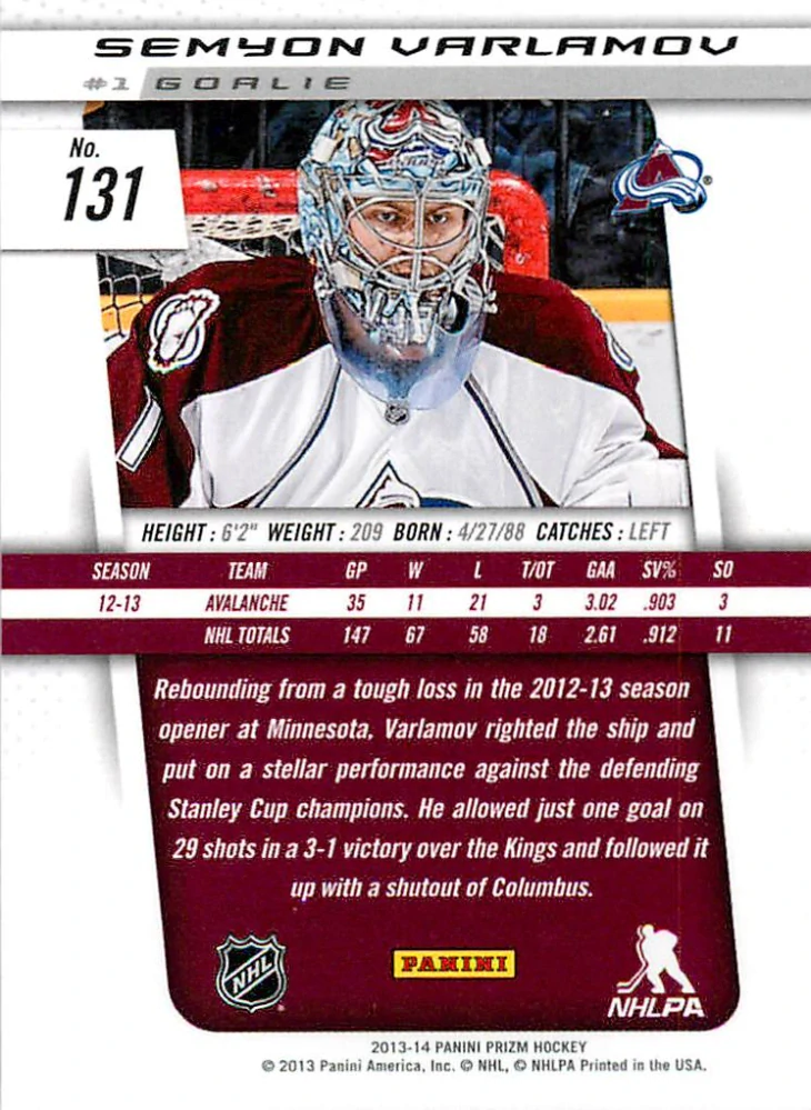 2013-14 Panini Prizm - Semyon Varlamov #131