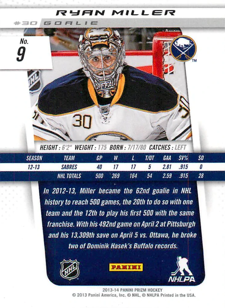 2013-14 Panini Prizm - Ryan Miller #9