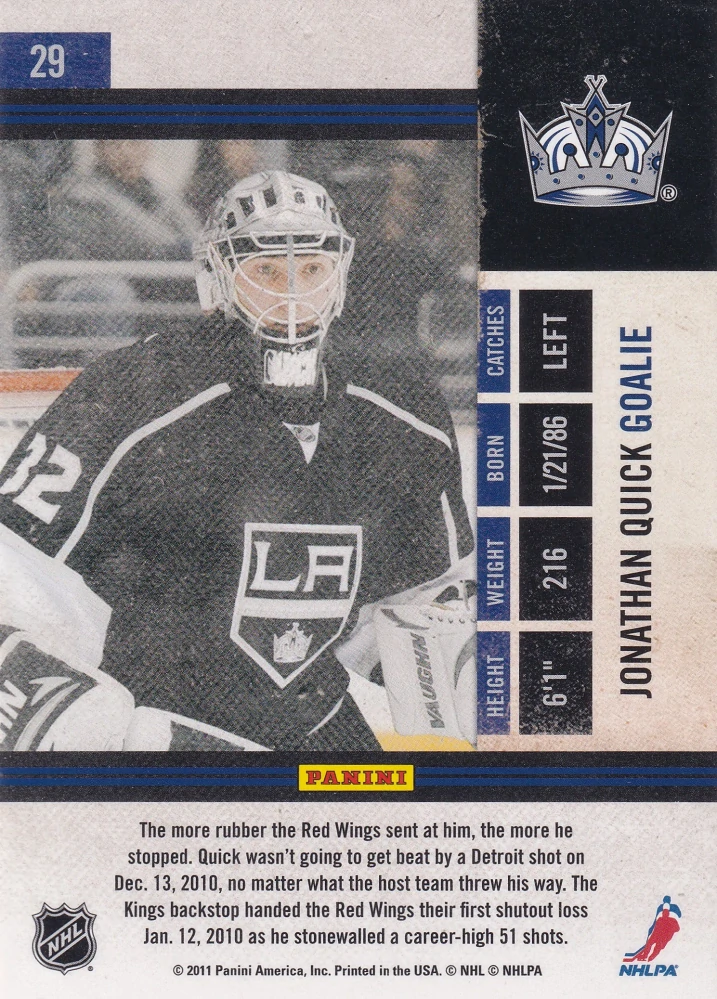2010-11 Panini Playoff Contenders - Jonathan Quick #29