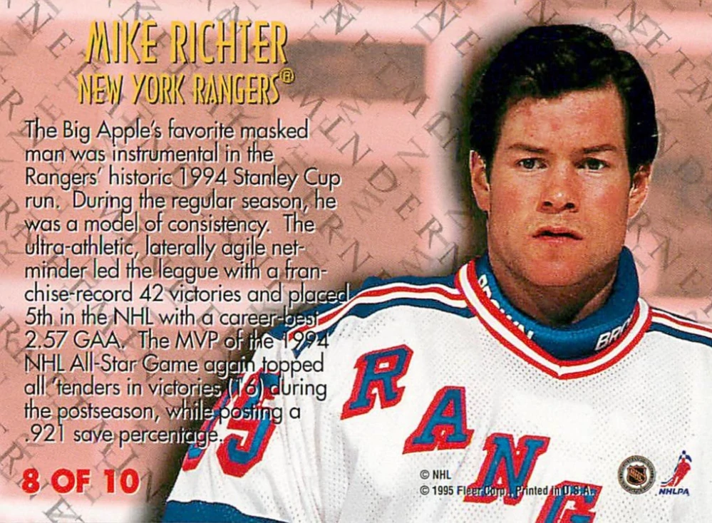 1994-95 Fleer - Mike Richter - Netminder #8