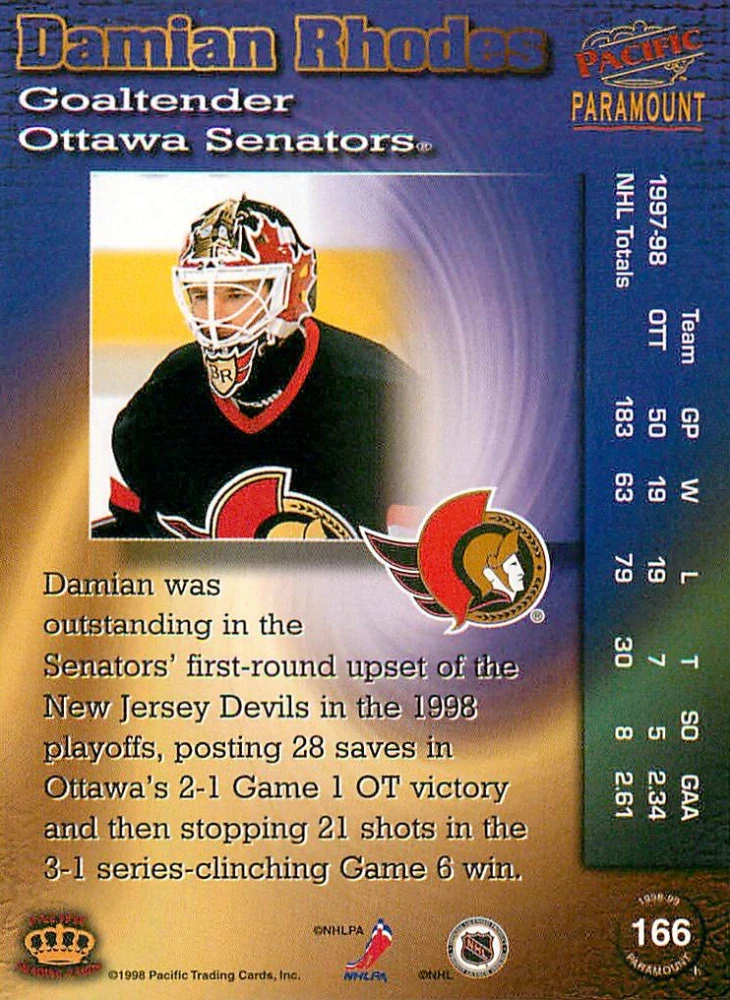 1998-99 Pacific Paramount - Damian Rhodes #166