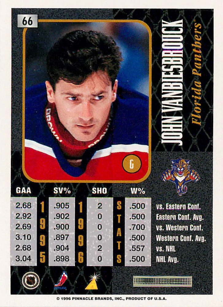 1996-97 Pinnacle Summit - John Vanbiesbrouck - Premium Stock #66