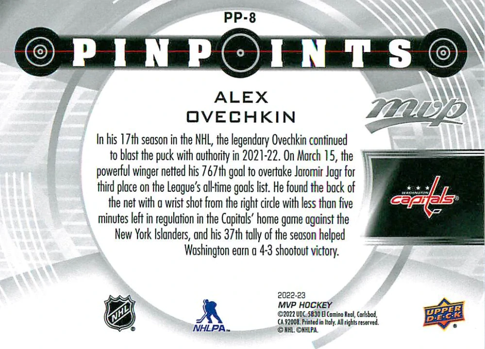 2022-23 UD MVP - Alex Ovechkin - Pinpoints #PP-8