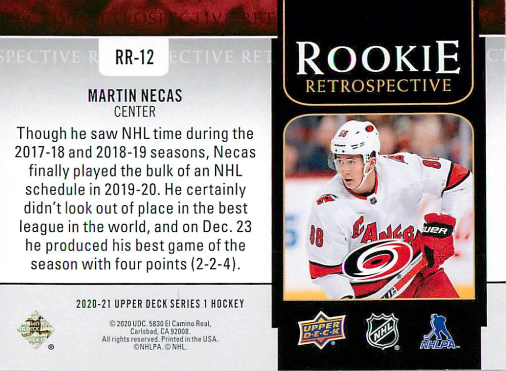 2020-21 UD Series 1 - Martin Nečas - Rookie Retrospective #RR-12