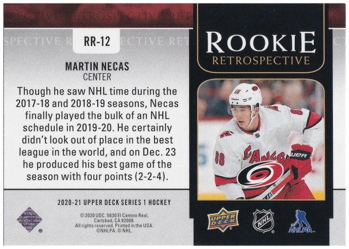 2020-21 UD Series 1 - Martin Nečas - Rookie Retrospective #RR-12