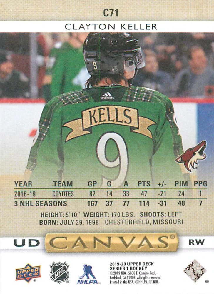 2019-20 UD Series 1 - Clayton Keller - Canvas #C71
