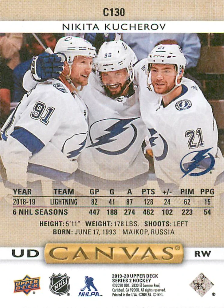 2019-20 UD Series 2 - Nikita Kucherov - Canvas #C130
