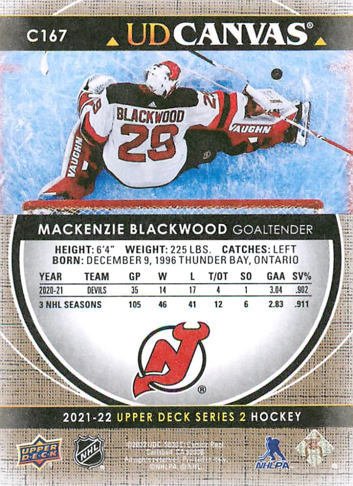 2021-22 UD Series 2 - Mackenzie Blackwood - Canvas #C167