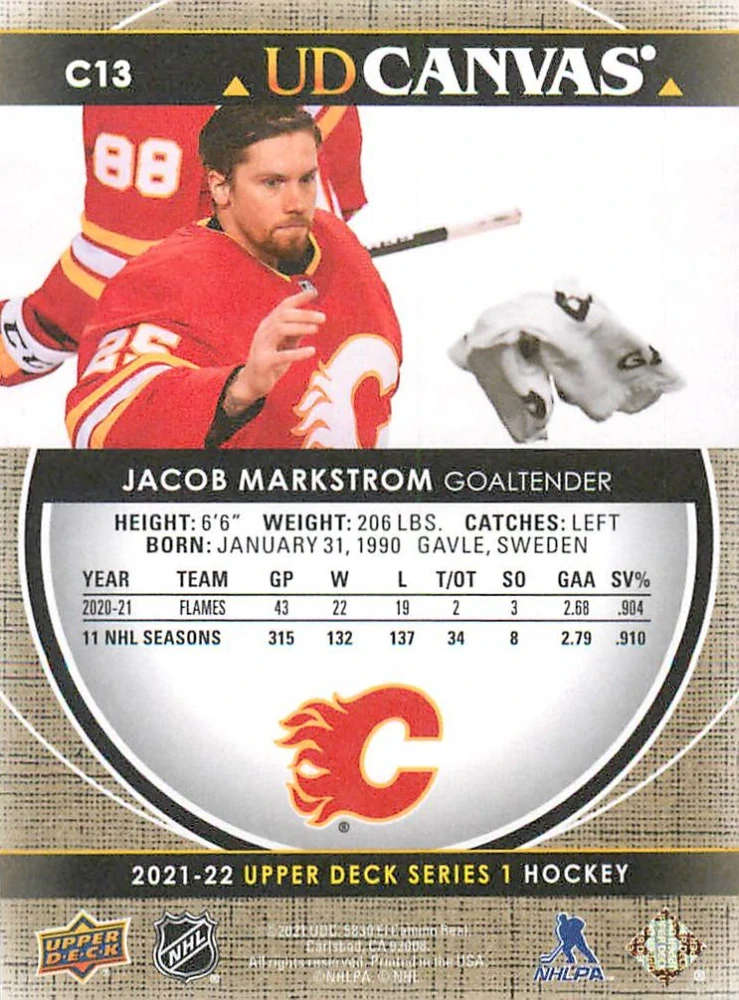 2021-22 UD Series 1 - Jacob Markstrom - Canvas #C13
