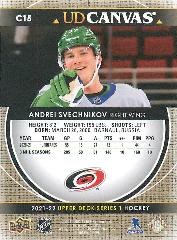 2021-22 UD Series 1 - Andrei Svechnikov - Canvas #C15