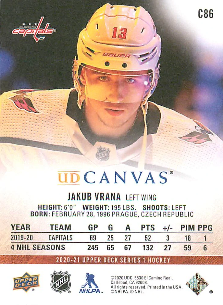 2020-21 UD Series 1 - Jakub Vrána - Canvas #C86
