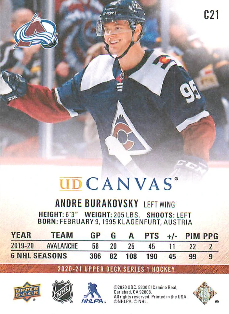 2020-21 UD Series 1 - Andre Burakovsky - Canvas #C21