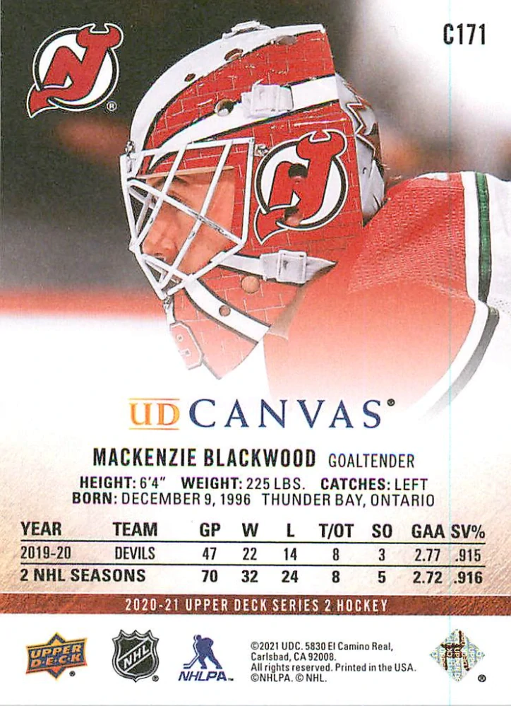 2020-21 UD Series 2 - Mackenzie Blackwood - Canvas #C171