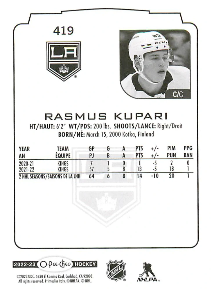 2022-23 UD O-Pee-Chee - Rasmus Kupari #419