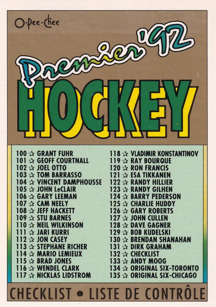 1991-92 O-Pee-Chee Premier - kompletní base set 1-198