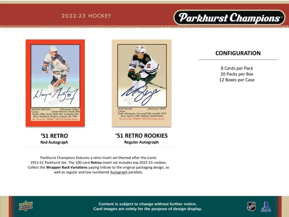 2022-23 UD Parkhurst Champions - Hobby box