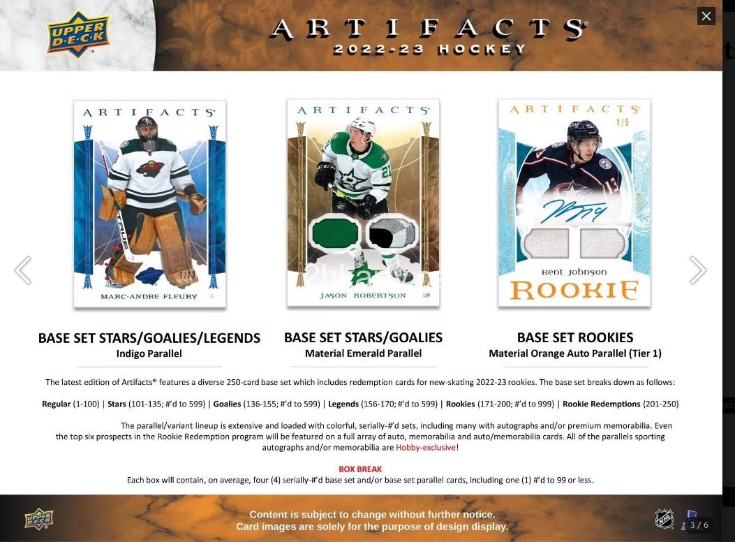 2022-23 UD Artifacts hobby box