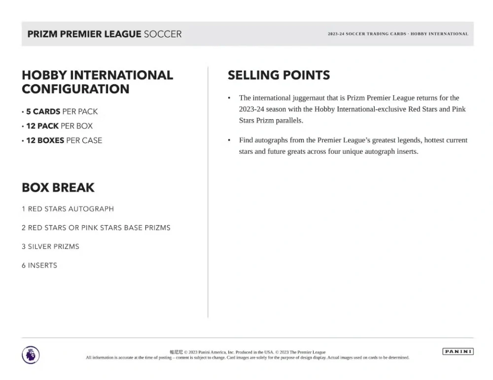 2023-24 Panini Prizm Premier League EPL International - Hobby box