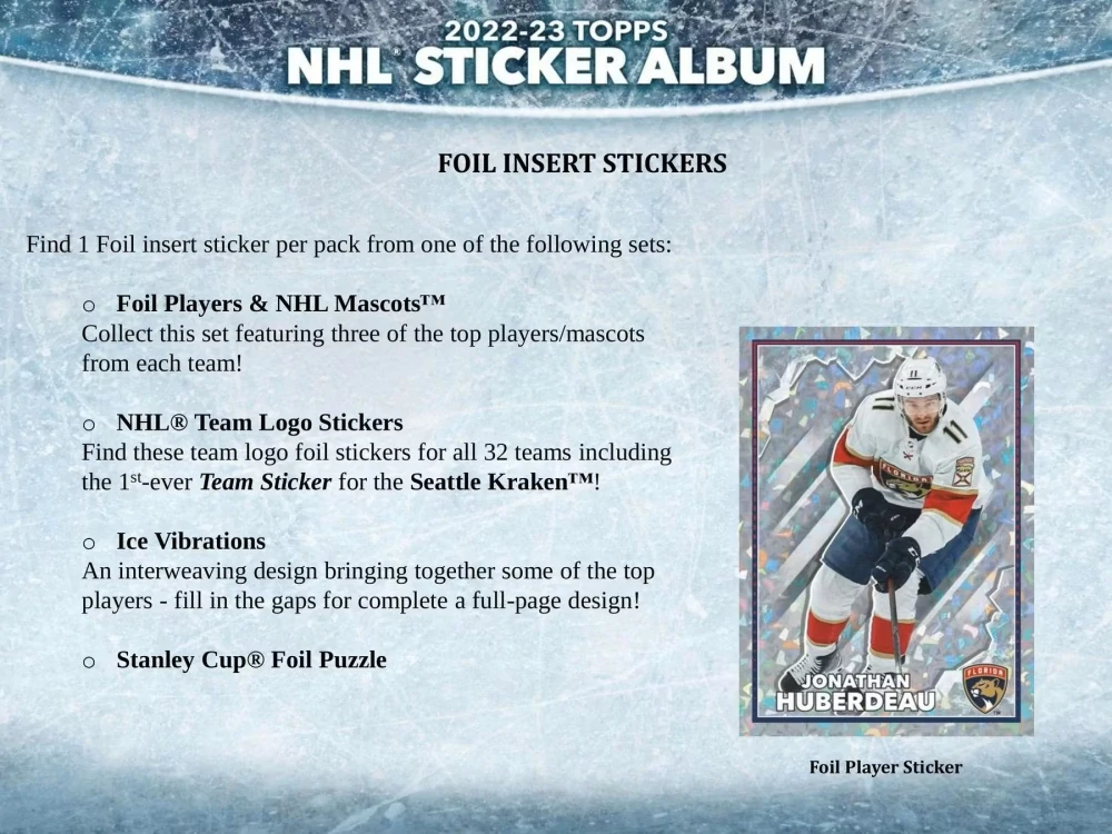 2022-23 Topps NHL Sticker Collection - balíček samolepek