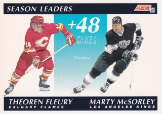 1991-92 Score - Theoren Fleury - Marty Mcsorley (American) - Season Leaders