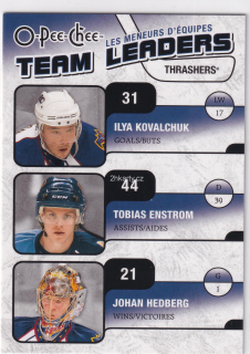 2010-11 UD O-Pee-Chee - Ilya Kovalchuk, Tobias Enstrom, Johan Hedberg - Team Leaders