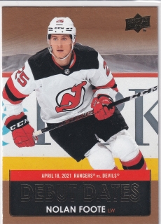 2021-22 UD Series 1 - Nolan Foote - Debut Dates Gold