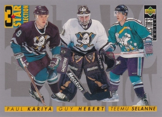 1996-97 UD Collectors Choice - Paul Kariya, Guy Hebert, Teemu Selanne - 3 Star selection #309