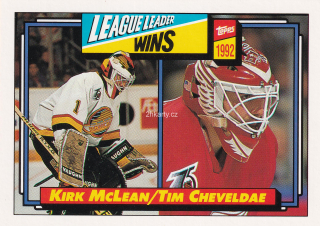 1992-93 Topps - Kirk McLean, Tim Cheveldae - League Leader Wins