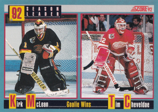 1992-93 Score Canadian - Kirk McLean, Tim Cheveldae - Season Leader