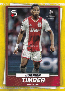 2022-23 Topps UEFA Club Competitions Superstars - Jurrien Timber - Common Yellow Action Image Variations