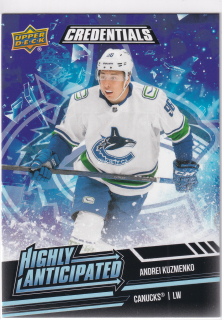 2022-23 UD Credentials - Andrei Kuzmenko - Highly Anticipated