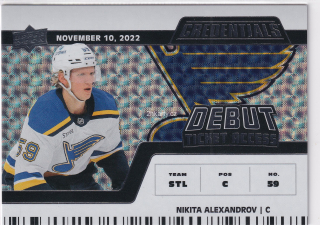 2022-23 UD Credentials - Nikita Alexandrov - Horizontal Debut Ticket Access /799