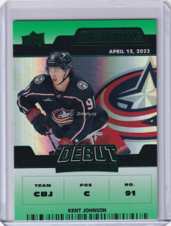 2022-23 UD Credentials - Kent Johnson - Debut Ticket Access Green /25