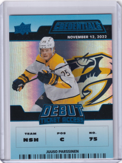 2022-23 UD Credentials - Juuso Parssinen - Debut Ticket Access Blue /99