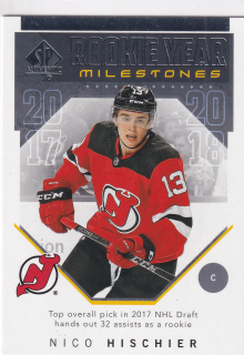2018-19 UD SP Authentic - Nico Hischier - Rookie Year Milestone