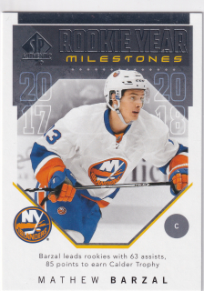 2018-19 UD SP Authentic - Mathew Barzal - Rookie Year Milestone