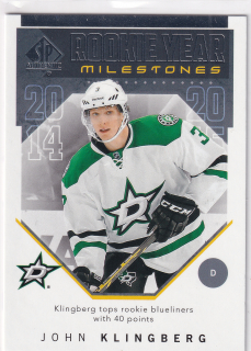 2018-19 UD SP Authentic - John Klingberg - Rookie Year Milestone