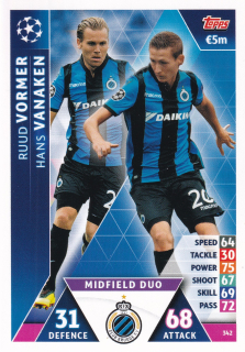 2018-19 Topps UEFA Champions Match Attax - Ruud Vormer, Hans Vanaken - Midfield Duo