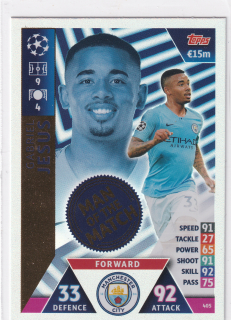 2018-19 Topps UEFA Champions Match Attax - Gabriel Jesus - Man Of The Match