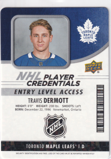 2018-19 UD MVP - Travis Dermott - NHL Player Credentials - Entry Level Access