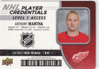 2018-19 UD MVP - Anthony Mantha - NHL Player Credentials - Level 1 Access